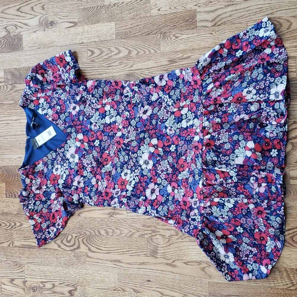 (S) NWT BCBG Paris Short Floral Ruffle Dress Babydoll Garden Party
